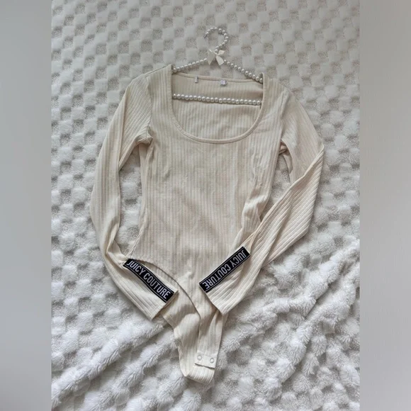 JUICY COUTURE white body suit longsleeve ribbed - Picture 3 of 5